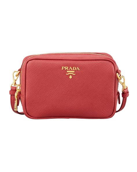 prada saffiano mini zip crossbody bag red fuoco|saffiano shoulder mini bag.